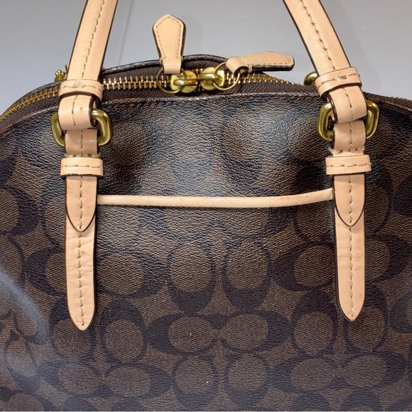 Coach Peyton Signature Domed Cora Satchel Brown Tan *Read description - Picture 9 of 15